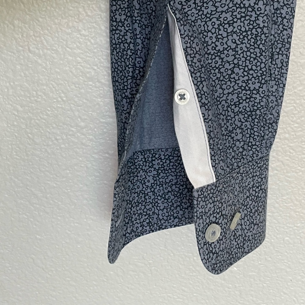 Original Penguin Blue Micro Print Button Up Shirt Slim Fit Long Sleeve Mens - Picture 8 of 13